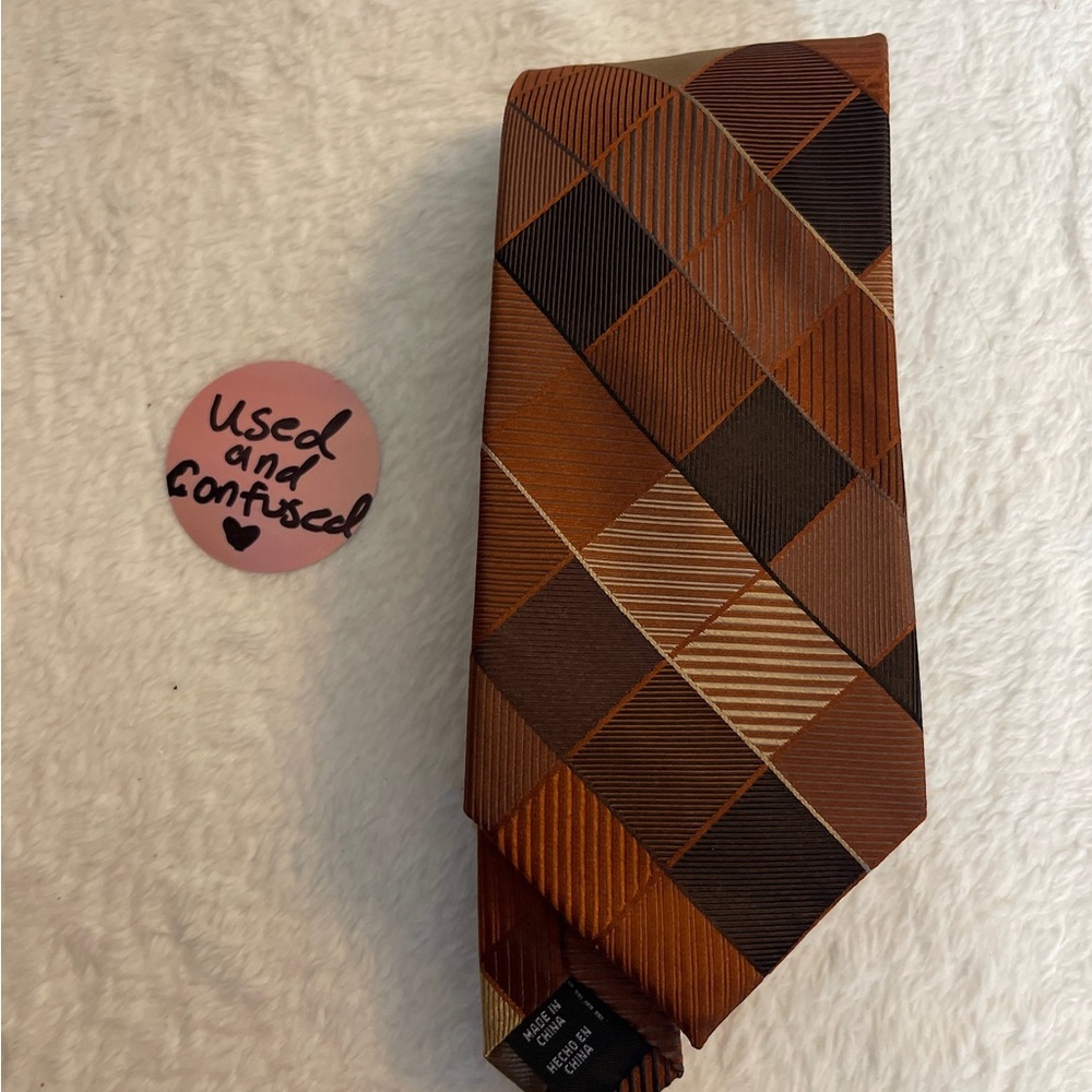 Axcess Men's Tie in Rich Brown Plaid